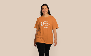 Hispanic female t-shirt mockup  | Online Editing Generator