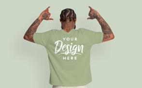 Man backwards hang loose t-shirt mockup | Start Editing Online