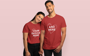 Couple in love valentines t-shirt mockup