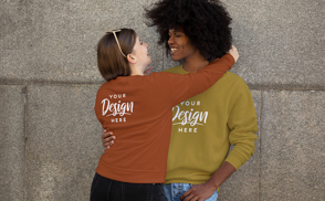 Hugging couple sweatshirt mockup