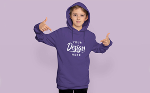 Cool kid in hoodie mockup