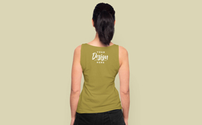 Woman in ponytail and tank top mockup