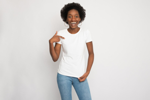 Black woman showcasing her t-shirt mockup