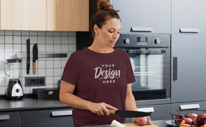 Woman cooking t-shirt mockup