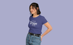 Asian girl slim fit t-shirt mockup | Online Mockup Generator