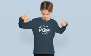 Little boy wearing sweatshirt mockup
