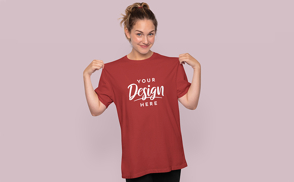 Woman wearing oversized t-shirt mockup