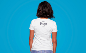 Back model t-shirt mockup to edit online in mockup generator