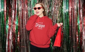 Party girl with sunglasses hoodie mockup