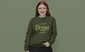 Happy woman sweatshirt mockup