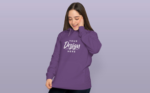 Happy teen girl in hoodie mockup