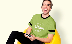 gamer guy t-shirt mockup