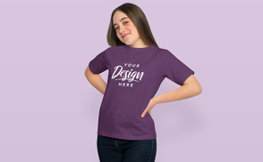 Teen girl smiling t-shirt mockup