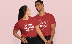 Couple laughing in love t-shirt mockup