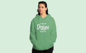 Brunette hispanic girl hoodie mockup | Start Editing Online