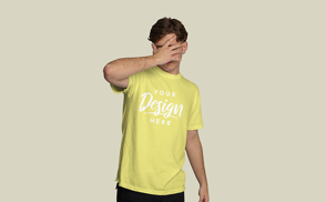 Man covering his face t-shirt mockup | Start Editing Online