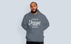 Black man hands behind back hoodie mockup | Start Editing Online