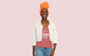 African girl wearing tank top mockup | Start Editing Online