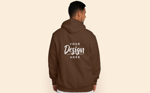 Tall man stand backwards in hoodie mockup