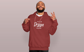 Black man peace sign hoodie mockup