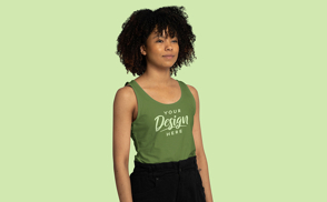 Black girl youth with tank top mockup