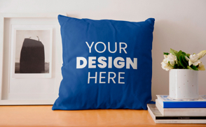 Desk throw pillow mockup design