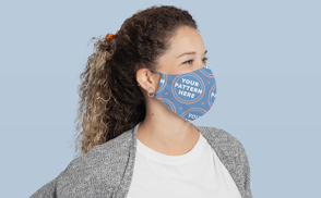 Curly hair woman with face mask mockup