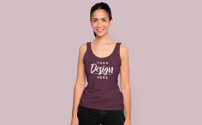 Brunette young girl in tank top mockup