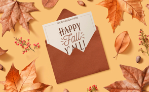 autumn card envelope mockup
