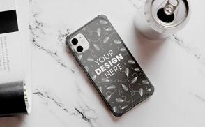 Clear phone case marble mockup