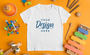 Children toys and t-shirt mockup