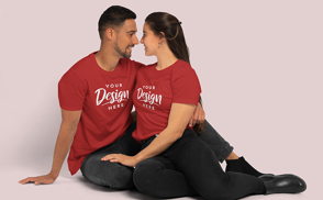 Hispanic couple in love t-shirt mockup