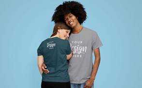 Loving couple t-shirt mockup