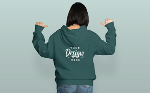 Woman with short hair and hoodie mockup