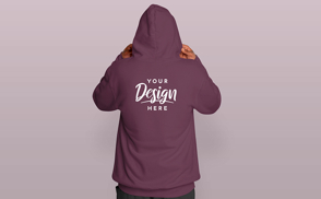 Person backwards in hoodie mockup