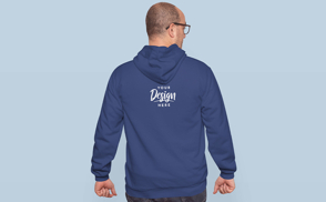 Man with glasses and hoodie mockup