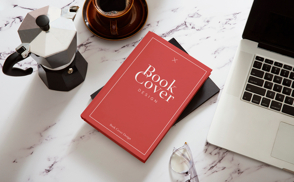 Coffee book cover mockup composition