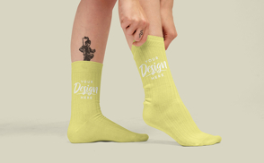 Inked Leg with Socks Mockup | Online Editing Generator
