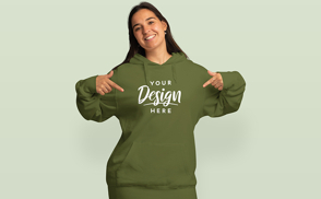 Latin american woman in hoodie mockup