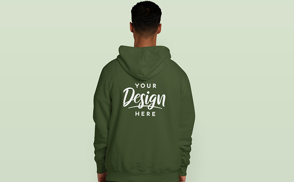 Tall man backwards in hoodie mockup