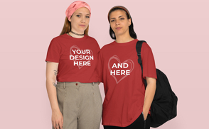Young lesbian couple t-shirt mockup