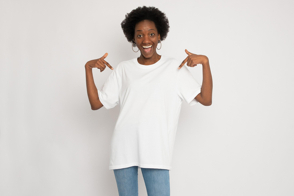 Black girl in oversized t-shirt mockup