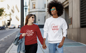 Man and woman holding hands sweatshirt mockup