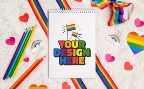 Notebook for pride month mockup