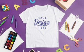 T-shirt with school supplies mockup