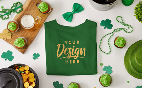 Folded t-shirt St Patricks mockup