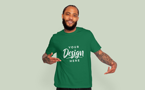 Cool dreadlock man points t-shirt mockup | Start Editing Online