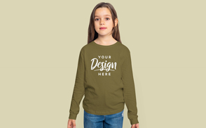 Little girl in sweatshirt mockup