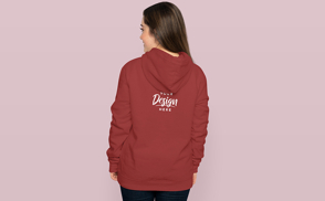 Teen girl backwards in hoodie mockup