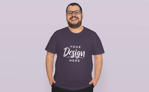 Man with short hair and glasses t-shirt mockup